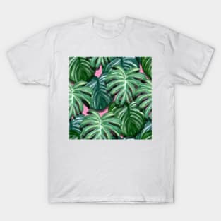 Modern Jungle Monstera Leaf Pattern T-Shirt